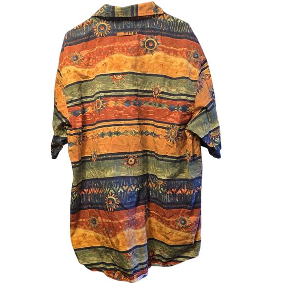The Territory Ahead funky sun print short sleeve button down shirt size XL - Picture 2 of 6